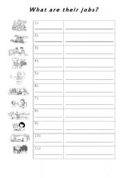 English Worksheet: What are their jobs? Part 1