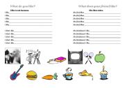 English worksheet: What do you like?