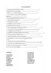 English worksheet: tag questions