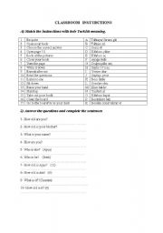 English worksheet: classroom instructions