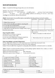 English Worksheet: Self-introduction oral package