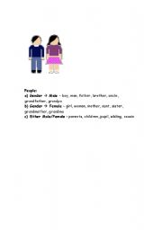 English Worksheet: Gender (Nouns for Male and Female)