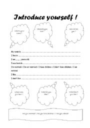 English Worksheet: Introduce yourself