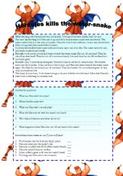 English Worksheet: Reading comprehension about Hercules