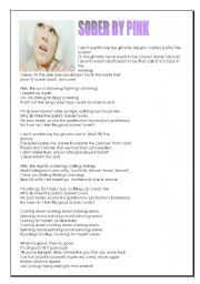 English worksheet: Listening Activity Sober By P!nk