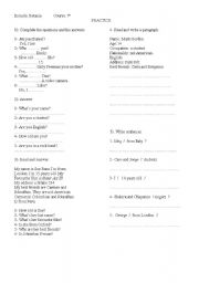 English Worksheet: verb to be