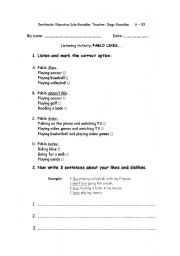 English worksheet: Practicing LIKES AND DISLIKES with VERBS -ING
