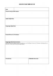 English worksheet: lesson plan templet 