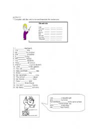 English Worksheet: Verb to be present