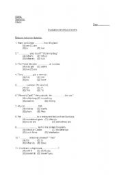English worksheet: Test for the beginning of the year
