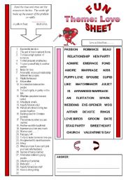 English Worksheet: Fun Sheet Theme: Love