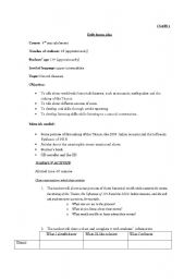 English worksheet: lesson plan on natural disasters class i