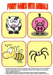 English Worksheet: funny games with animals