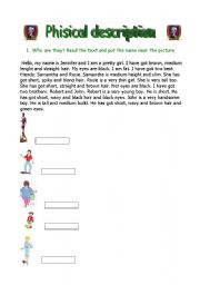 English worksheet: Phisical description