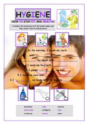 Hygiene and health worksheet