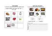 English Worksheet: CONTAINERS AND FOOD