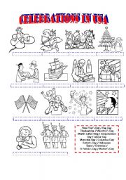 English Worksheet: Celebrations in the USA