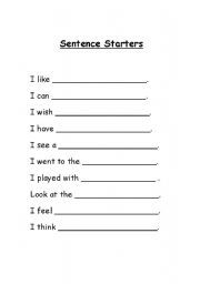 English Worksheet: Sentence Starters