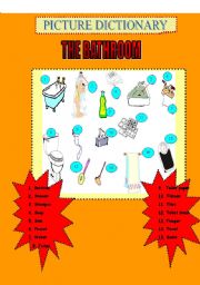 English worksheet: picture dictionary the  bathroom!!!!