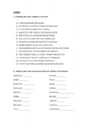 English worksheet: nationalities