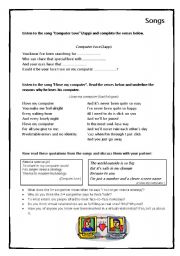English Worksheet: Songs to discuss the relataion