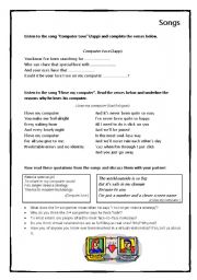 English worksheet: Songs to discuss the relataion