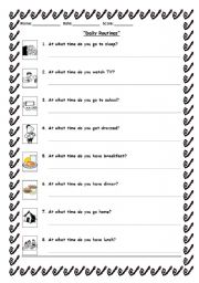 English Worksheet: Daily Routine