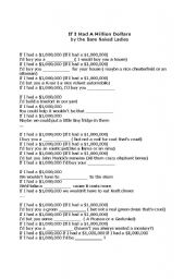 English worksheet: If I Had A Million Dollars & Conditionals