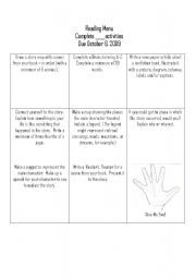 English Worksheet: Reading Menu