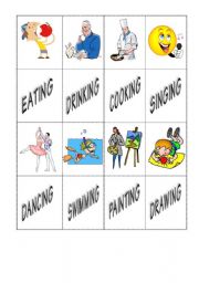 English Worksheet: Present continuous - Memory game