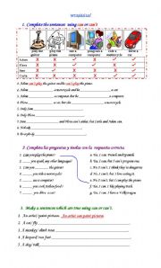 English Worksheet: Verb CAN 