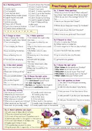 English Worksheet: Practising present simple