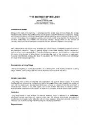 English Worksheet: The Science of Biology