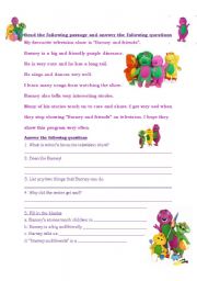 English Worksheet: Reading comprehension