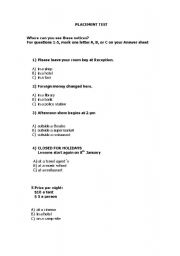 English Worksheet: placement test