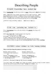 English Worksheet: Desribing People