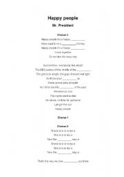 English Worksheet: Happy people