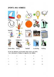 English worksheet: SPORTS AND HOBBIES VOCABULARY