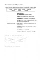 English worksheet: Phrasal Verbs: Missed Opportunities