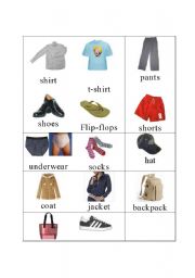 English Worksheet: Clothing vocabulary with pictures