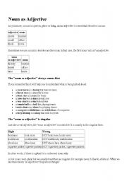 English Worksheet: Noun as Adjective