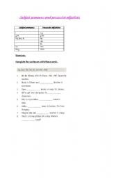 English Worksheet: Subject pronouns and possessive adjectives