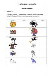 English worksheet: Halloween enquete