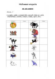 English Worksheet: Halloween enquete