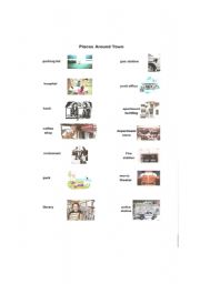 English Worksheet: Places Vocabulary List