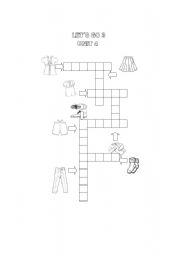 English worksheet: CLOTHES - CROSSWORD