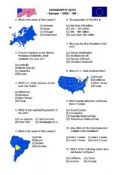English Worksheet: map quiz