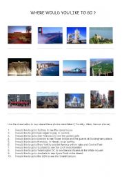 English Worksheet: Where would you like to go?