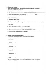 English worksheet: American Indians