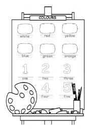 English Worksheet: Colours and Numbers